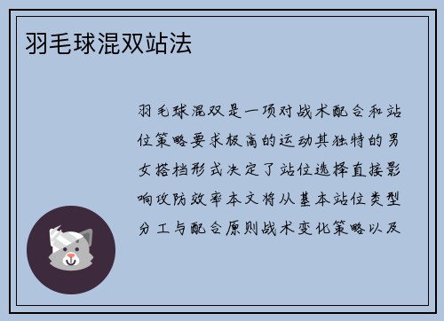 羽毛球混双站法